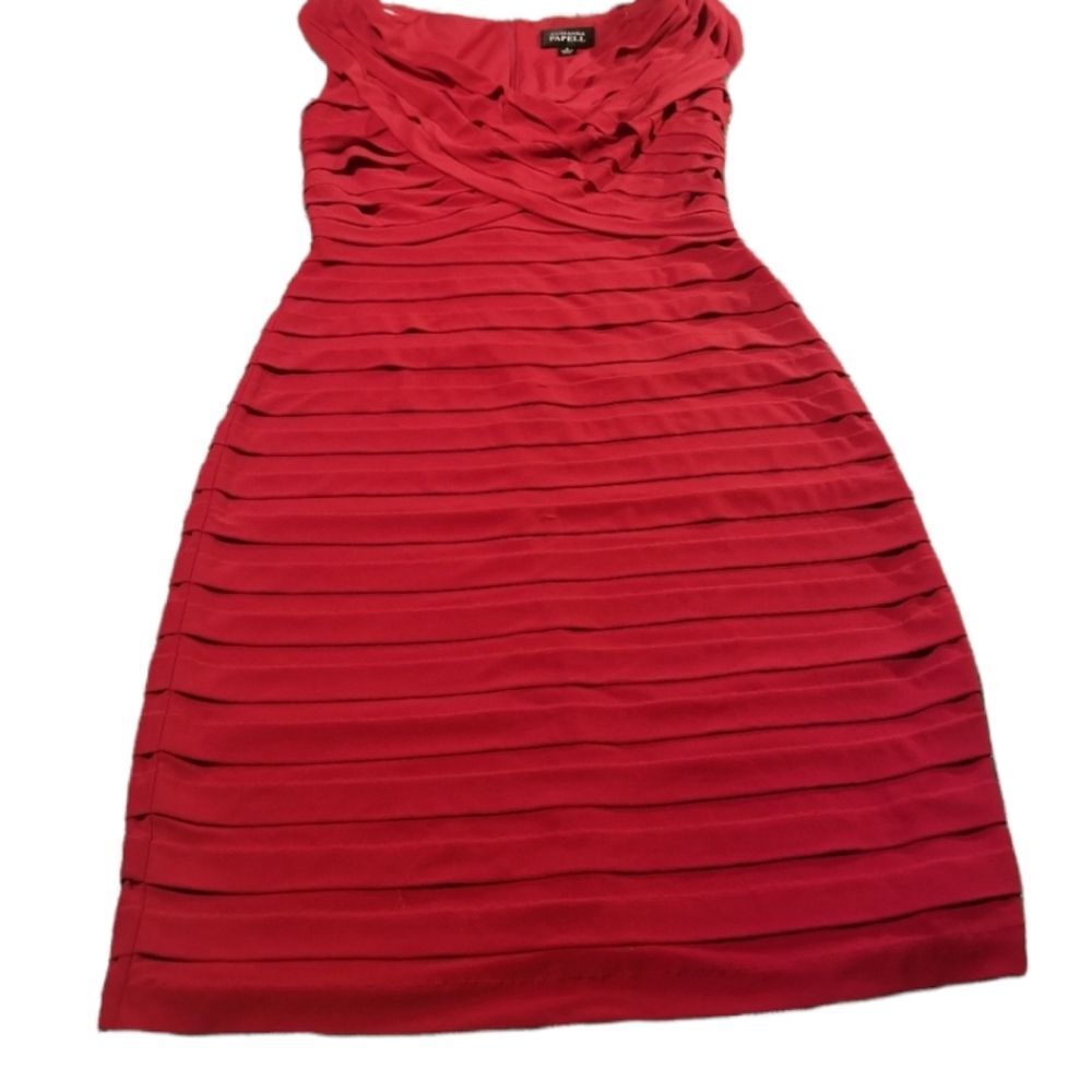 Adrianna Papell Dress Womens Size 4 Red Shutter Pleated